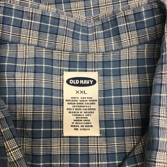 Old Navy Blue Plaid Button Down Long Sleeve Shirt Size XXL - Picture 4 of 4